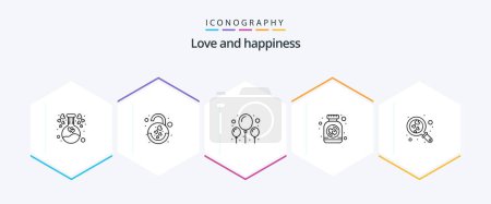 Illustration for Love 25 Line icon pack including search. heart. balloon. jar. cookies - Royalty Free Image