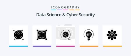 Illustration for Data Science And Cyber Security Glyph 5 Icon Pack Including scince. bulb. modeling. light. data. Creative Icons Design - Royalty Free Image