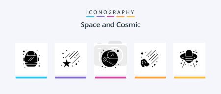 Illustration for Space Glyph 5 Icon Pack Including . space. space. ship. space. Creative Icons Design - Royalty Free Image