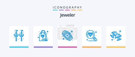 Téléchargez les illustrations : Jewellery Blue 5 Icon Pack Including jewelry. cufflink. fashion. cuff. jewelry. Creative Icons Design - en licence libre de droit