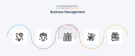Ilustración de Business Management Line 5 Icon Pack Incluida la mano. negocios. negocios. De compras. carro - Imagen libre de derechos