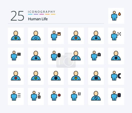 Téléchargez les illustrations : Human 25 Line Filled icon pack including body. user. avatar. new. shipment - en licence libre de droit