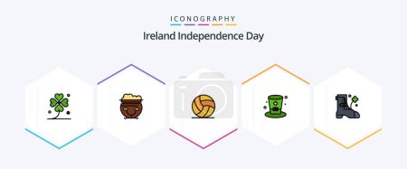 Illustration for Ireland Independence Day 25 FilledLine icon pack including shose. wine. american. drink. sport - Royalty Free Image