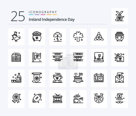 Ilustración de Ireland Independence Day 25 Line icon pack including fortune. ireland. st. celtic. irish - Imagen libre de derechos