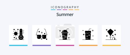 Illustration for Summer Glyph 5 Icon Pack Including ice. drink. sun. summer. ice. Creative Icons Design - Royalty Free Image
