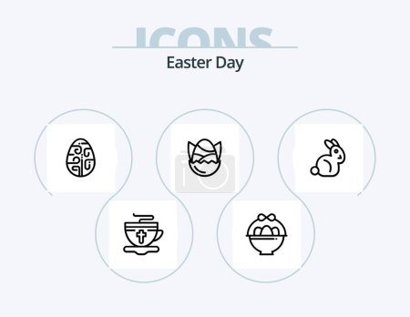 Illustration for Easter Line Icon Pack 5 Icon Design. holidays. egg. basket. easter egg. easter - Royalty Free Image