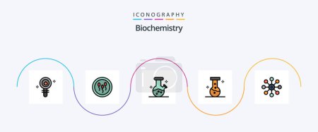 Illustration for Biochemistry Line Filled Flat 5 Icon Pack Including biology. laboratory. laboratory. lab. potion - Royalty Free Image