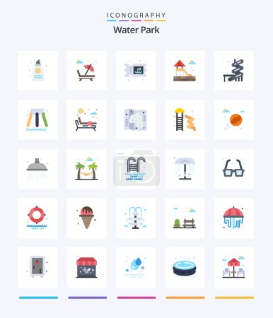 Illustration for Creative Water Park 25 Flat icon pack  Such As park. park. romance. water. park - Royalty Free Image