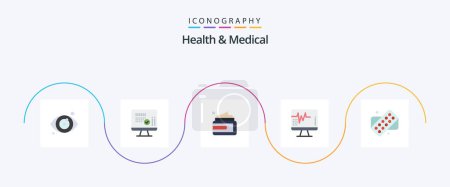 Ilustración de Paquete del icono de la salud y del plano médico 5 incluyendo la medicina. tableta. crema. Médico. latidos cardíacos - Imagen libre de derechos
