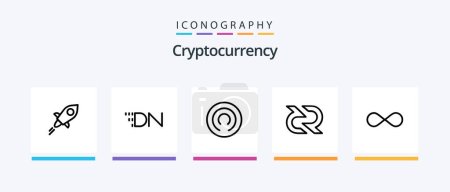 Ilustración de Cryptocurrency Line 5 Icon Pack Including omni. crypto. plus. coin. crypto currency. Creative Icons Design - Imagen libre de derechos