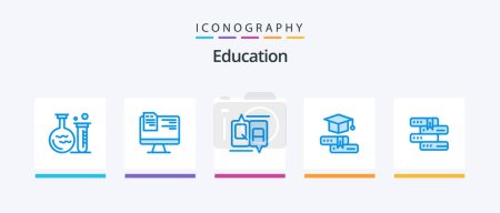 Illustration for Education Blue 5 Icon Pack Including education. graduation. chat. education. books. Creative Icons Design - Royalty Free Image