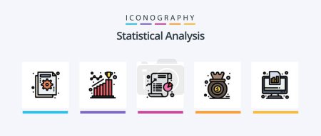 Ilustración de Statistical Analysis Line Filled 5 Icon Pack Including document. analysis. graph. statistic. graph. Creative Icons Design - Imagen libre de derechos