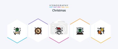 Illustration for Christmas 25 FilledLine icon pack including globe. christmas. pie. bowl. cap - Royalty Free Image