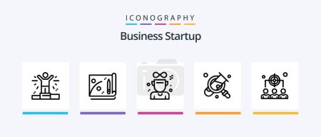 Ilustración de Business Startup Line 5 Icon Pack Including . cup. key. award. business. Creative Icons Design - Imagen libre de derechos