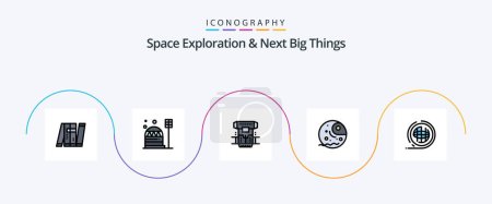 Illustration for Space Exploration And Next Big Things Line Filled Flat 5 Icon Pack Including giant. distant. dome. cryotherapy. cryogenic - Royalty Free Image