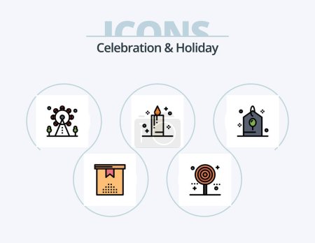 Illustration for Celebration and Holiday Line Filled Icon Pack 5 Icon Design. lollipop. celebration. holiday. candy. kid - Royalty Free Image