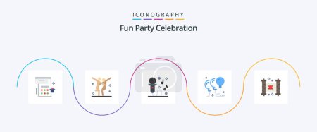 Téléchargez les illustrations : Party Flat 5 Icon Pack Including jewish. party. karaoke. celebration. balloons - en licence libre de droit