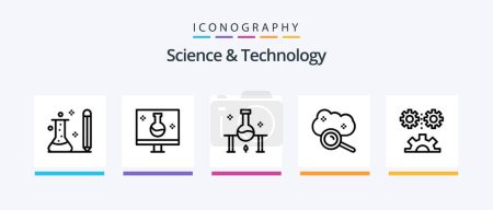 Illustration for Science And Technology Line 5 Icon Pack Including chemical laboratory. chemical analysis. motherboard. science lab. science. Creative Icons Design - Royalty Free Image