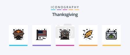 Illustration for Thanksgiving Line Filled 5 Icon Pack Including hand. calendar. harvest. thanksgiving. jar. Creative Icons Design - Royalty Free Image