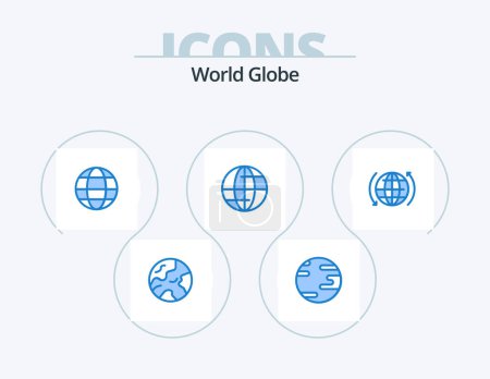 Ilustración de Globe Blue Icon Pack 5 Icon Design. . arrow. web. internet. global - Imagen libre de derechos