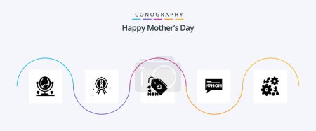 Téléchargez les illustrations : Happy Mothers Day Glyph 5 Icon Pack Including . love . message . mother - en licence libre de droit
