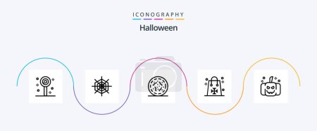Ilustración de Paquete de iconos de Halloween Line 5 incluyendo calabaza. De compras. podrido. vacaciones. pascua - Imagen libre de derechos