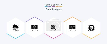 Illustration for Data Analysis 25 Glyph icon pack including chart. development. business. data. search - Royalty Free Image