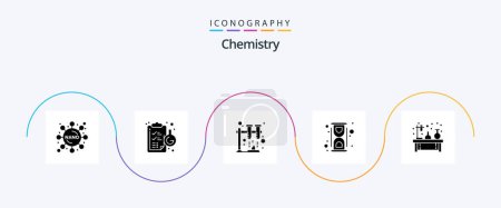 Illustration for Chemistry Glyph 5 Icon Pack Including flask. chemistry. science. process. laboratory - Royalty Free Image
