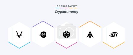 Téléchargez les illustrations : Cryptocurrency 25 Glyph icon pack including coin . crypto . crypto currency. coin - en licence libre de droit