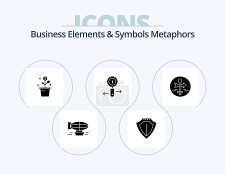 Illustration for Business Elements And Symbols Metaphors Glyph Icon Pack 5 Icon Design. zoom. info. locked. plant. success - Royalty Free Image