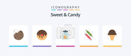 Ilustración de Sweet And Candy Flat 5 Icon Pack Including food. food. sweet. dessert. candies. Creative Icons Design - Imagen libre de derechos