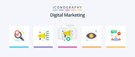 Illustration for Digital Marketing Flat 5 Icon Pack Including team. group. marketing. chat. visibility. Creative Icons Design - Royalty Free Image