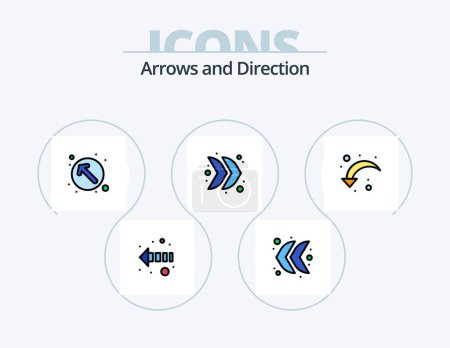 Ilustración de Arrow Line Filled Icon Pack 5 Icon Design. . down. watch kit. right arrow. refresh - Imagen libre de derechos