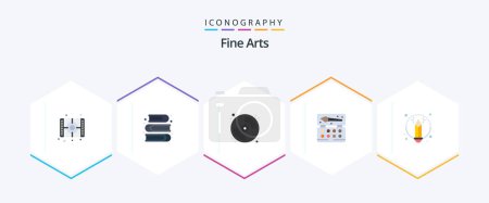 Illustration for Fine Arts 25 Flat icon pack including art. color. cd. paint. art - Royalty Free Image
