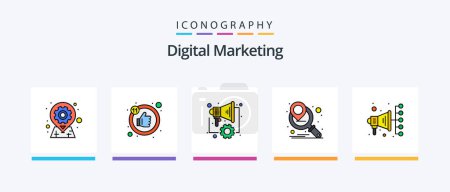 Ilustración de Digital Marketing Line Filled 5 Icon Pack Including newsletter. email. digital. digital. online. Creative Icons Design - Imagen libre de derechos
