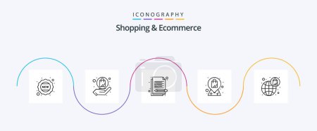 Illustration for Shopping and Ecommerce Line 5 Icon Pack Including global. bag. memo. shopping. location - Royalty Free Image
