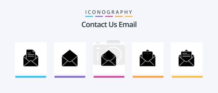 Illustration for Email Glyph 5 Icon Pack Including text. mail. email. email. document. Creative Icons Design - Royalty Free Image