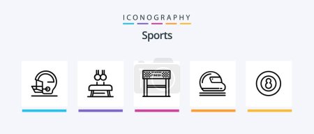 Ilustración de Sports Line 5 Icon Pack Incluye gimnasia. ejercicio. carrera. Deporte. seguridad. Diseño de iconos creativos - Imagen libre de derechos