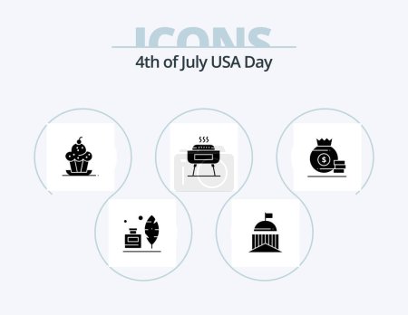Illustration for Usa Glyph Icon Pack 5 Icon Design. holiday. celebration. irish. barbeque. sweet - Royalty Free Image