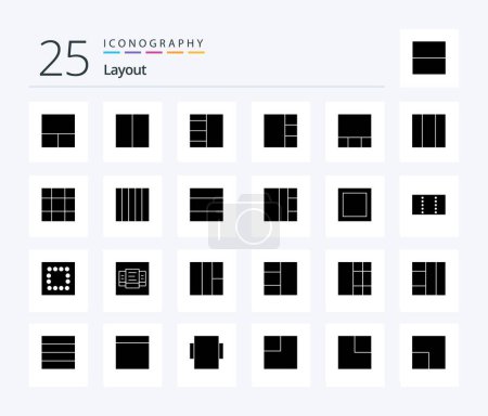 Téléchargez les illustrations : Disposition 25 Solid Glyph icône pack y compris la vue. élargir. table. échelle. tourner - en licence libre de droit