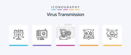 Ilustración de Virus Transmission Line 5 Icon Pack Incluye seguridad. La mano. anatomía. germen. bacteriana. Diseño de iconos creativos - Imagen libre de derechos