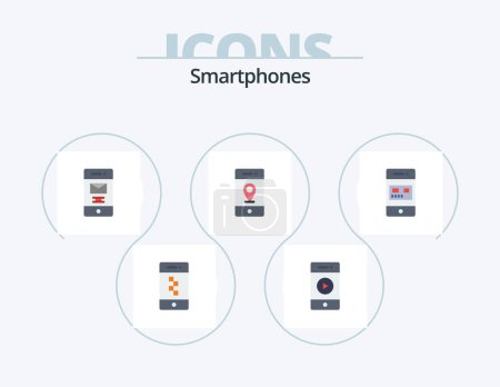 Téléchargez les illustrations : Smartphones Flat Icon Pack 5 Icon Design. card. signs. deleted. pin. location - en licence libre de droit