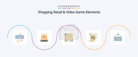 Illustration for Shoping Retail And Video Game Elements Flat 5 Icon Pack Including note. document. position. pattern. labyrinth - Royalty Free Image