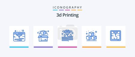 Illustration for 3d Printing Blue 5 Icon Pack Including hock. 3d. gadget. cube. 3d. Creative Icons Design - Royalty Free Image