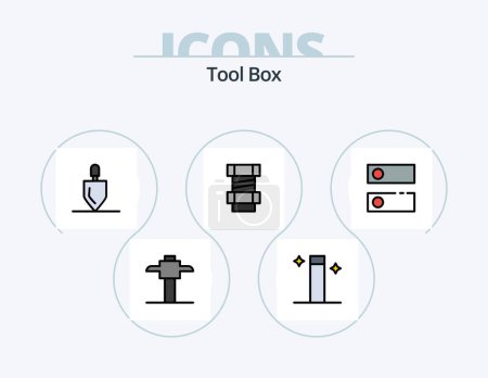 Téléchargez les illustrations : Tools Line Filled Icon Pack 5 Icon Design. . engineering. engineering. construction. paintbrush - en licence libre de droit