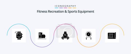 Ilustración de Fitness Recreation And Sports Equipment Glyph 5 Icon Pack Including hiit. fast. fruits. weight. equipment - Imagen libre de derechos