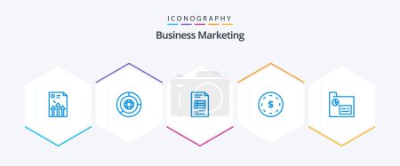 Illustration for Business Marketing 25 Blue icon pack including marketing. business. marketing. business reporting - Royalty Free Image