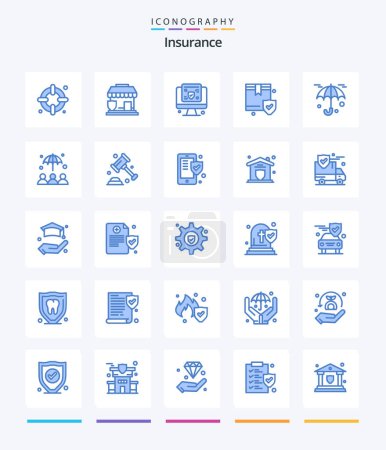 Ilustración de Creative Insurance 25 Blue icon pack  Such As umbrella. insurance. online. box. protection - Imagen libre de derechos