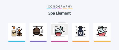 Ilustración de Spa Element Line Filled 5 Icon Pack Including liquid. drop. massage. stones. relax. Creative Icons Design - Imagen libre de derechos