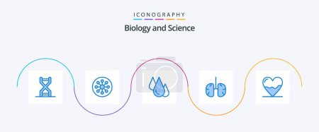 Illustration for Biology Blue 5 Icon Pack Including breathe. anatomy. chemistry. study. learn - Royalty Free Image